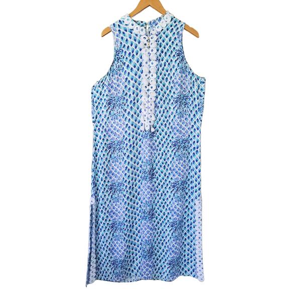 LILLY PULITZER Jane Maxi Dress Size 16+ *ALTERED Up & Shortened* Blue Pineapple - Picture 12 of 15